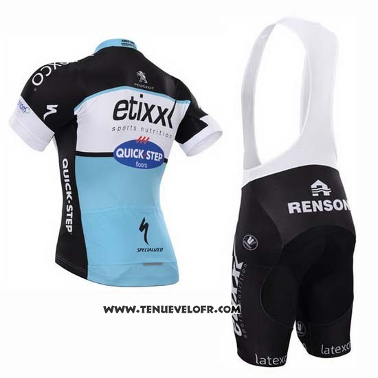 2015 Maillot Ciclismo Etixx Quick Step Noir et Blanc Manches Courtes et Cuissard